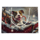 American Staffordshire Hond Kerstfeest Groot Cadeauzakje (Voorkant)