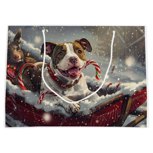 American Staffordshire Hond Kerstfeest Groot Cadeauzakje (Voorkant)