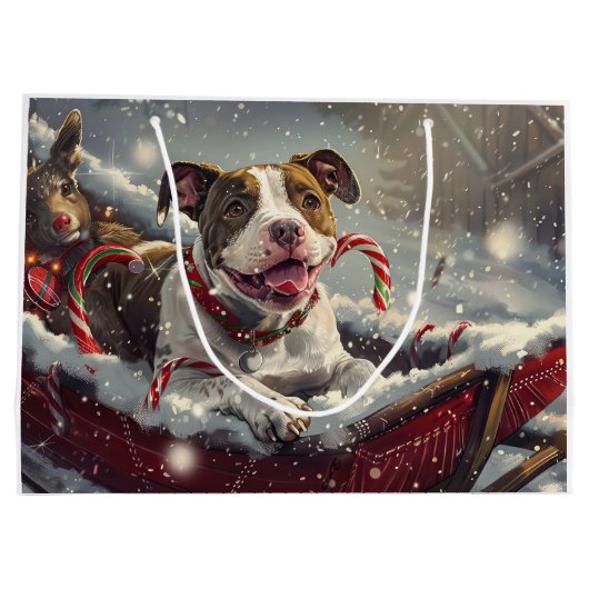 American Staffordshire Hond Kerstfeest Groot Cadeauzakje (Achterkant)