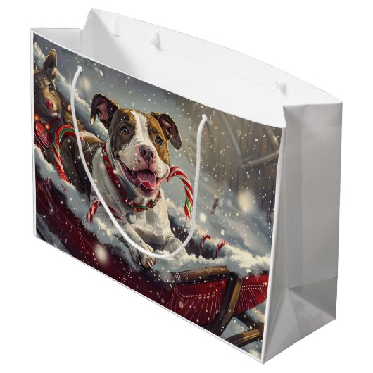 American Staffordshire Hond Kerstfeest Groot Cadeauzakje (Achterkant Gekanteld)