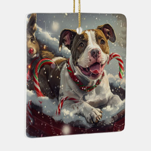American Staffordshire Hond Kerstfeest Keramisch Ornament