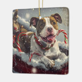 American Staffordshire Hond Kerstfeest Keramisch Ornament (Links)