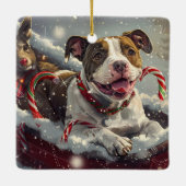 American Staffordshire Hond Kerstfeest Keramisch Ornament (Achterkant)