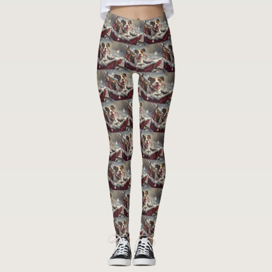 American Staffordshire Hond Kerstfeest Leggings (Voorkant)