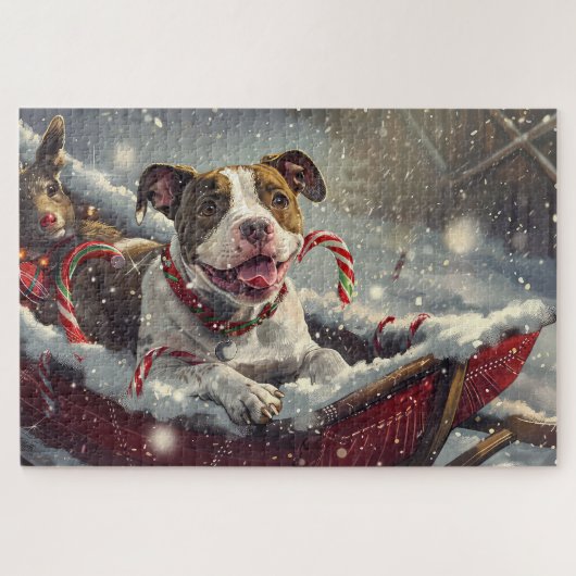American Staffordshire Hond Kerstfeest Legpuzzel (Horizontaal)