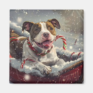 American Staffordshire Hond Kerstfeest Magneet