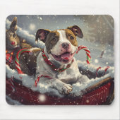 American Staffordshire Hond Kerstfeest Muismat (Voorkant)