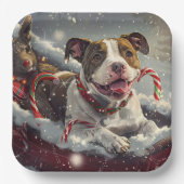 American Staffordshire Hond Kerstfeest Papieren Bordje (Voorkant)