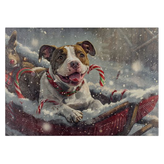 American Staffordshire Hond Kerstfeest Snijplank (Voorkant)