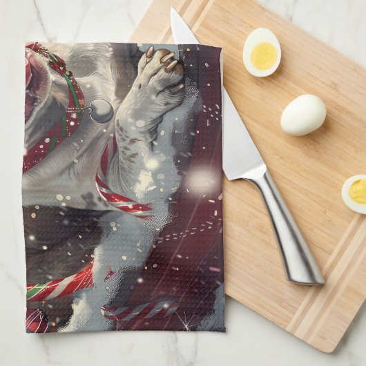 American Staffordshire Hond Kerstfeest Theedoek (Quarter Fold)