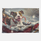 American Staffordshire Hond Kerstfeest Theedoek (Horizontaal)