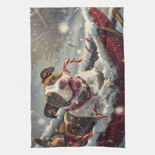 American Staffordshire Hond Kerstfeest Theedoek (Verticaal)