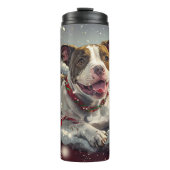 American Staffordshire Hond Kerstfeest Thermosbeker (Voorkant)