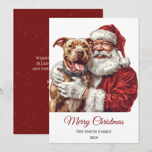 American Staffordshire Kerstman Kerstmis Feestdagenkaart
