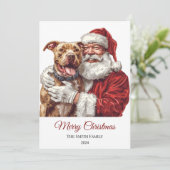 American Staffordshire Kerstman Kerstmis Feestdagenkaart (Staand voorkant)
