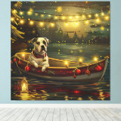 American Staffordshire kerstvakantie Canvas Afdruk (Insitu (Houten vloer))