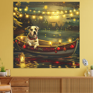 American Staffordshire kerstvakantie Canvas Afdruk