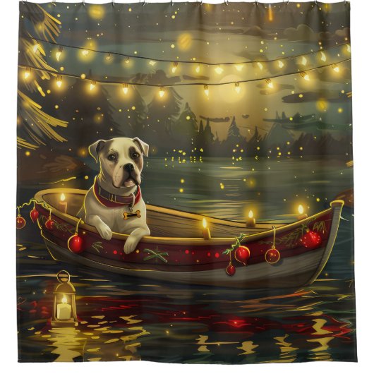 American Staffordshire kerstvakantie Douchegordijn (Voorkant)