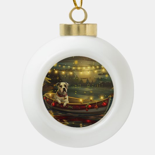 American Staffordshire kerstvakantie Keramische Bal Ornament (Voorkant)
