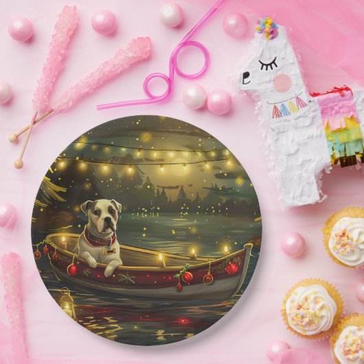 American Staffordshire kerstvakantie Papieren Bordje (Feest)