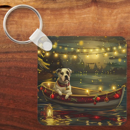 American Staffordshire kerstvakantie Sleutelhanger (Voorkant)