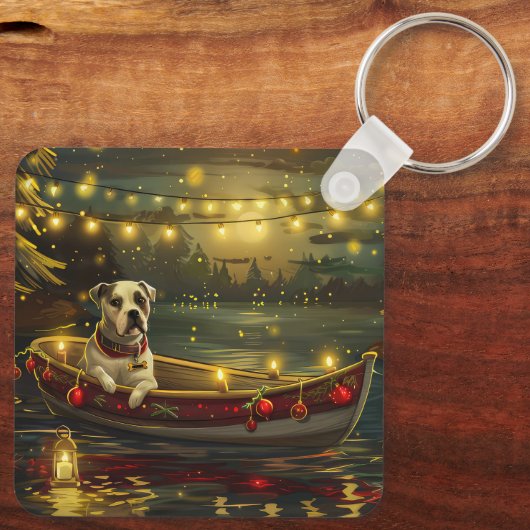 American Staffordshire kerstvakantie Sleutelhanger (Achterkant)
