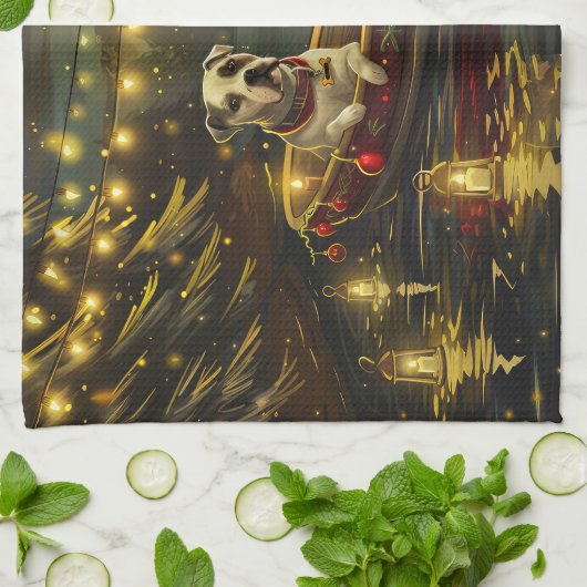 American Staffordshire kerstvakantie Theedoek (Gevouwen)