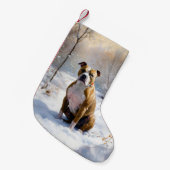 American Staffordshire Laat het Sneeuwen Kerstmis  Kleine Kerstsok (Voorkant (Hangend))