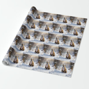 American Staffordshire liet het sneeuwKerstmis Cadeaupapier