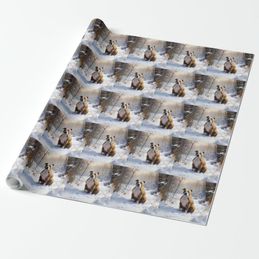 American Staffordshire liet het sneeuwKerstmis Cadeaupapier (Uitgerold)