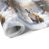 American Staffordshire liet het sneeuwKerstmis Cadeaupapier (Rol Hoek)