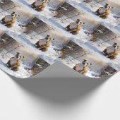 American Staffordshire liet het sneeuwKerstmis Cadeaupapier (Hoek)