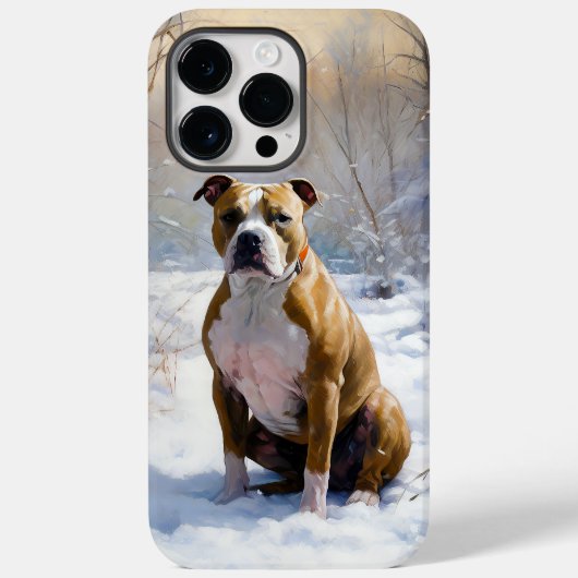 American Staffordshire liet het sneeuwKerstmis Case-Mate iPhone Case (Achterkant)