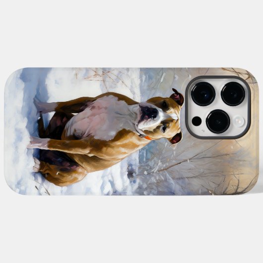 American Staffordshire liet het sneeuwKerstmis Case-Mate iPhone Case (Achterkant (horizontaal))
