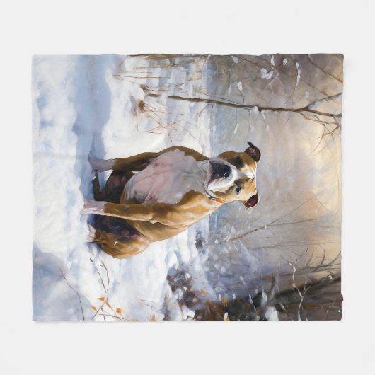 American Staffordshire liet het sneeuwKerstmis Fleece Deken (Voorkant (Horizontaal))