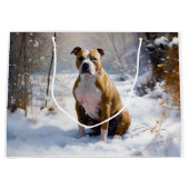 American Staffordshire liet het sneeuwKerstmis Groot Cadeauzakje (Voorkant)