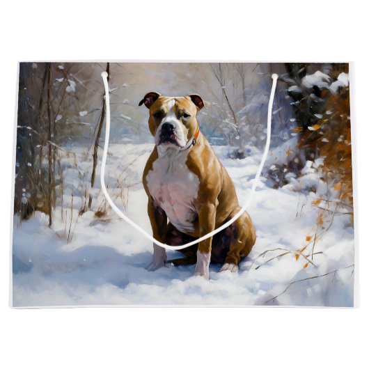 American Staffordshire liet het sneeuwKerstmis Groot Cadeauzakje (Voorkant)