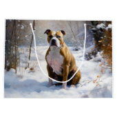 American Staffordshire liet het sneeuwKerstmis Groot Cadeauzakje (Achterkant)