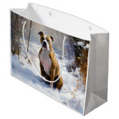 American Staffordshire liet het sneeuwKerstmis Groot Cadeauzakje (Achterkant Gekanteld)