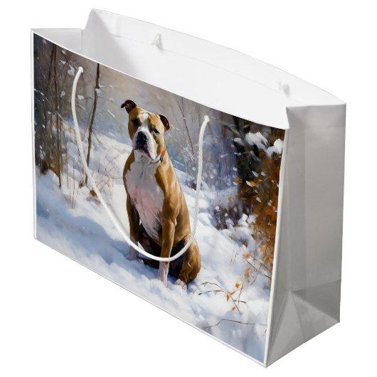 American Staffordshire liet het sneeuwKerstmis Groot Cadeauzakje (Achterkant Gekanteld)
