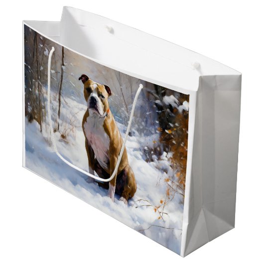American Staffordshire liet het sneeuwKerstmis Groot Cadeauzakje (Voorkant Gekanteld)