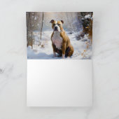 American Staffordshire liet het sneeuwKerstmis Kaart (Binnen)