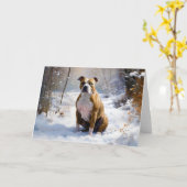 American Staffordshire liet het sneeuwKerstmis Kaart (Gele Bloem)