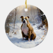 American Staffordshire liet het sneeuwKerstmis Keramisch Ornament (Achterkant)