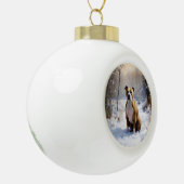 American Staffordshire liet het sneeuwKerstmis Keramische Bal Ornament (Links)