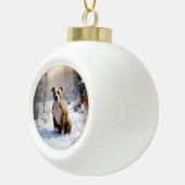 American Staffordshire liet het sneeuwKerstmis Keramische Bal Ornament (Rechts)