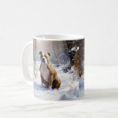 American Staffordshire liet het sneeuwKerstmis Koffiemok (Voorkant links)