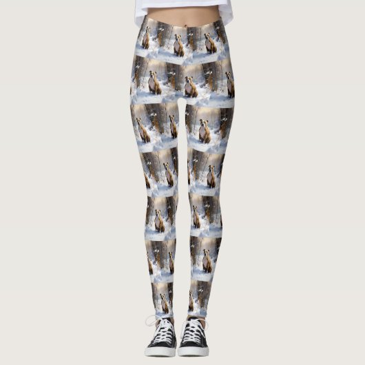 American Staffordshire liet het sneeuwKerstmis Leggings (Voorkant)