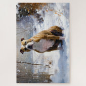 American Staffordshire liet het sneeuwKerstmis Legpuzzel (Verticaal)