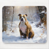 American Staffordshire liet het sneeuwKerstmis Muismat (Voorkant)